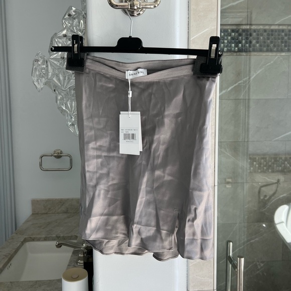 Anine Bing Chrisly Silk Skirt: Ash Violet - Picture 4 of 11